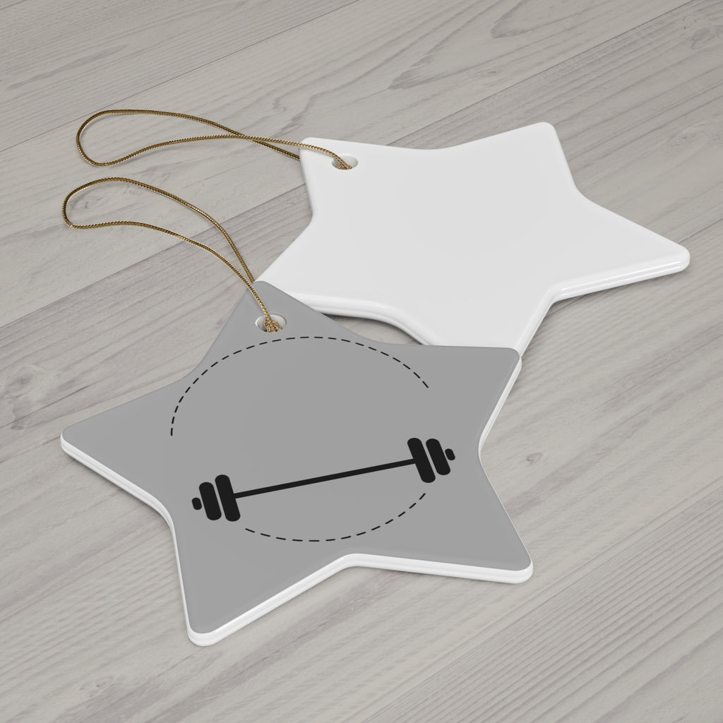 Fitness Barbell Ceramic Ornament - Holiday Gym Decor