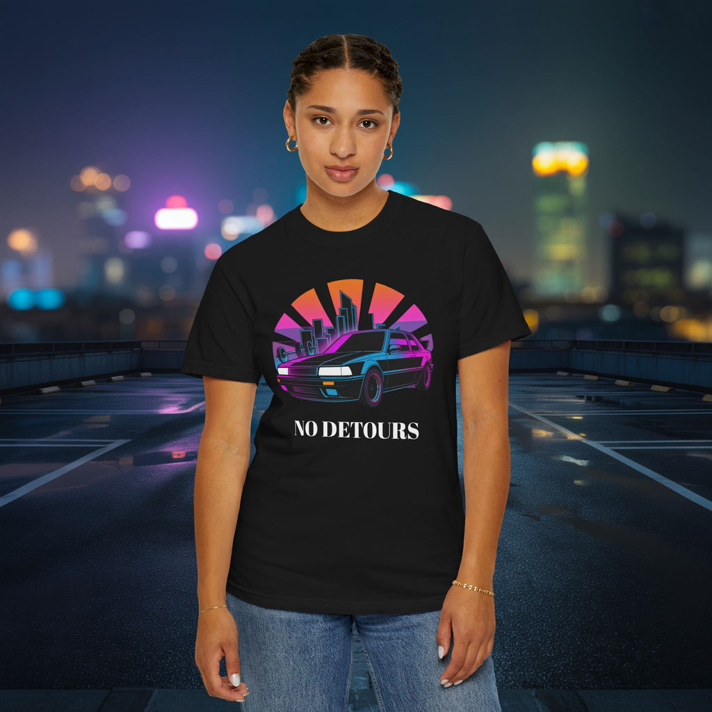 No Detours — Synthwave Sports Coupe Graphic T-Shirt