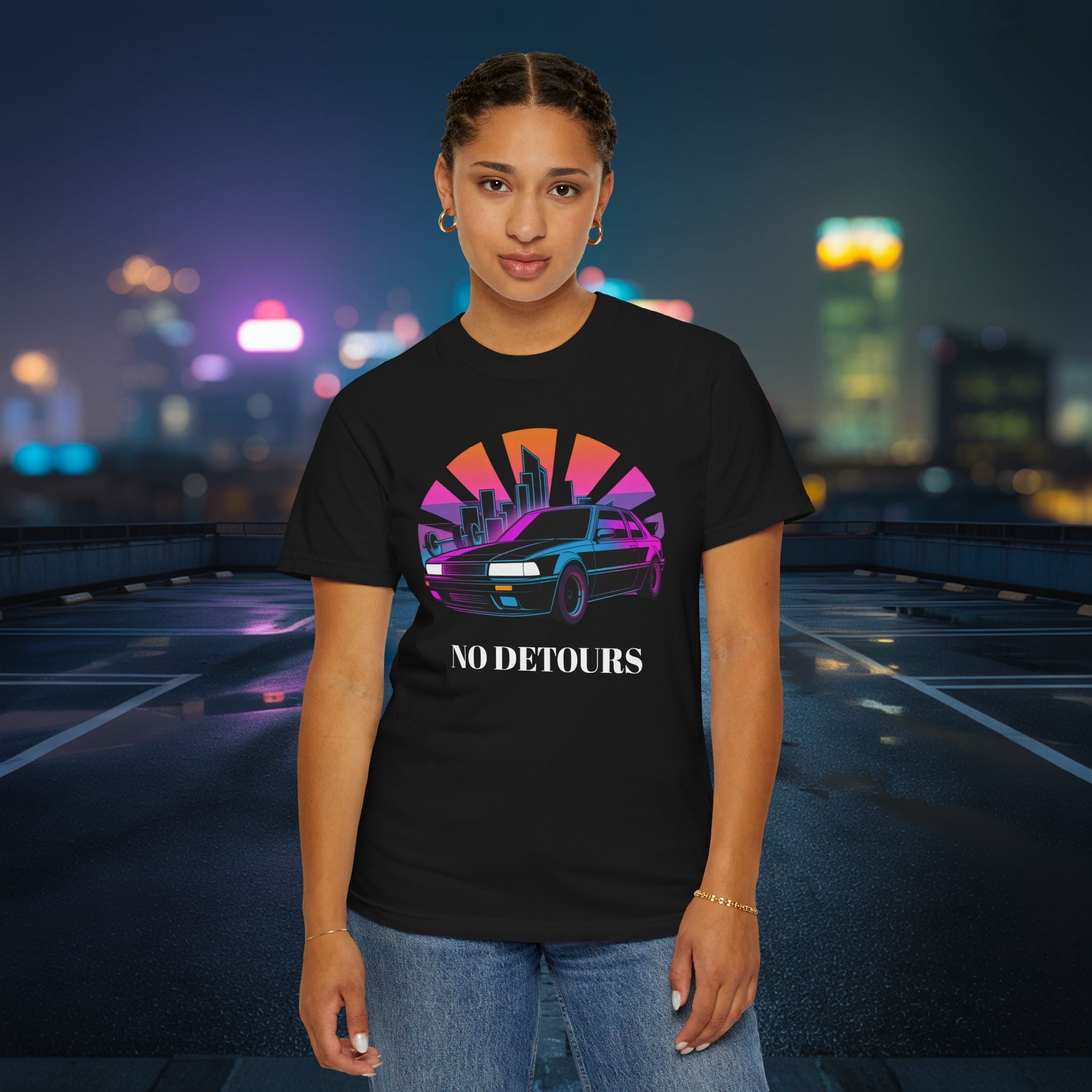 No Detours — Synthwave Sports Coupe Graphic T-Shirt