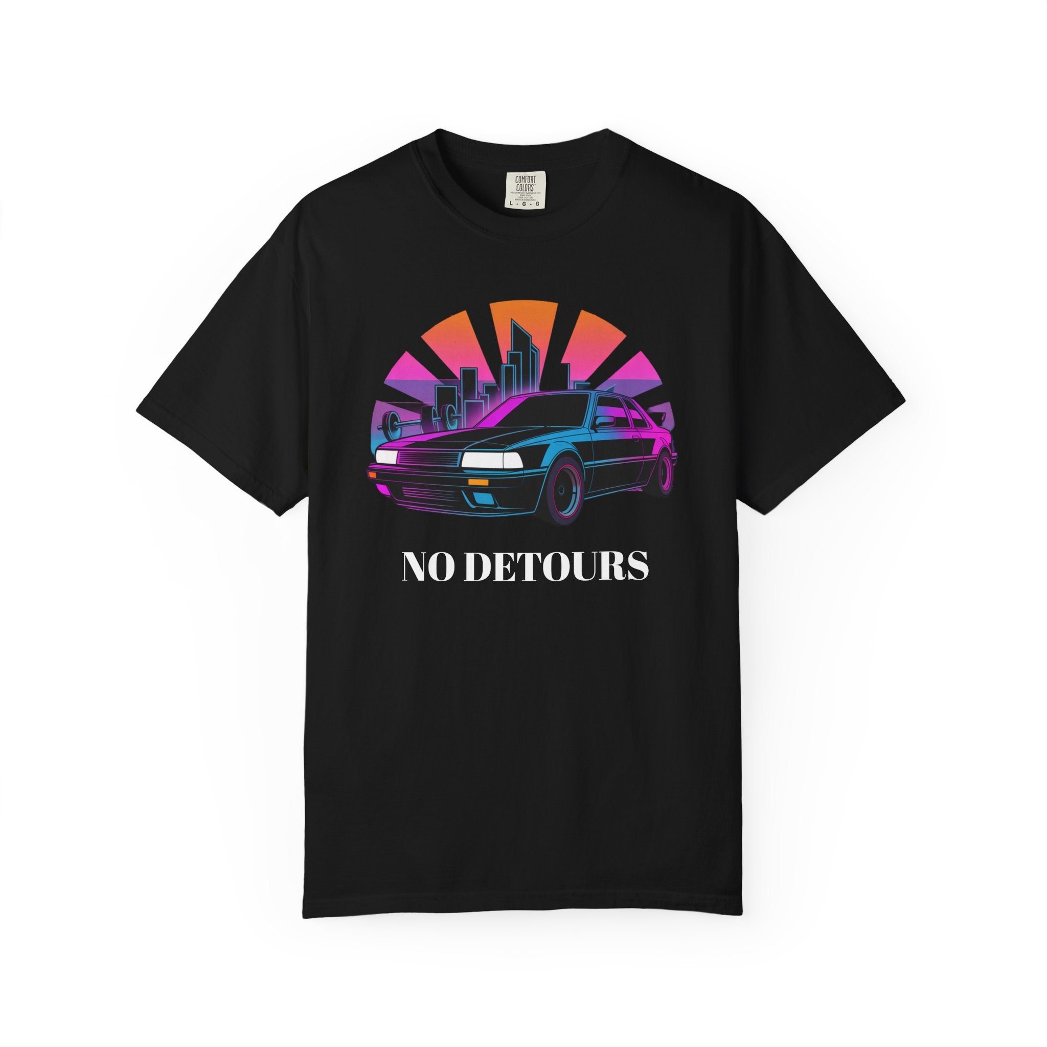 No Detours — Synthwave Sports Coupe Graphic T-Shirt