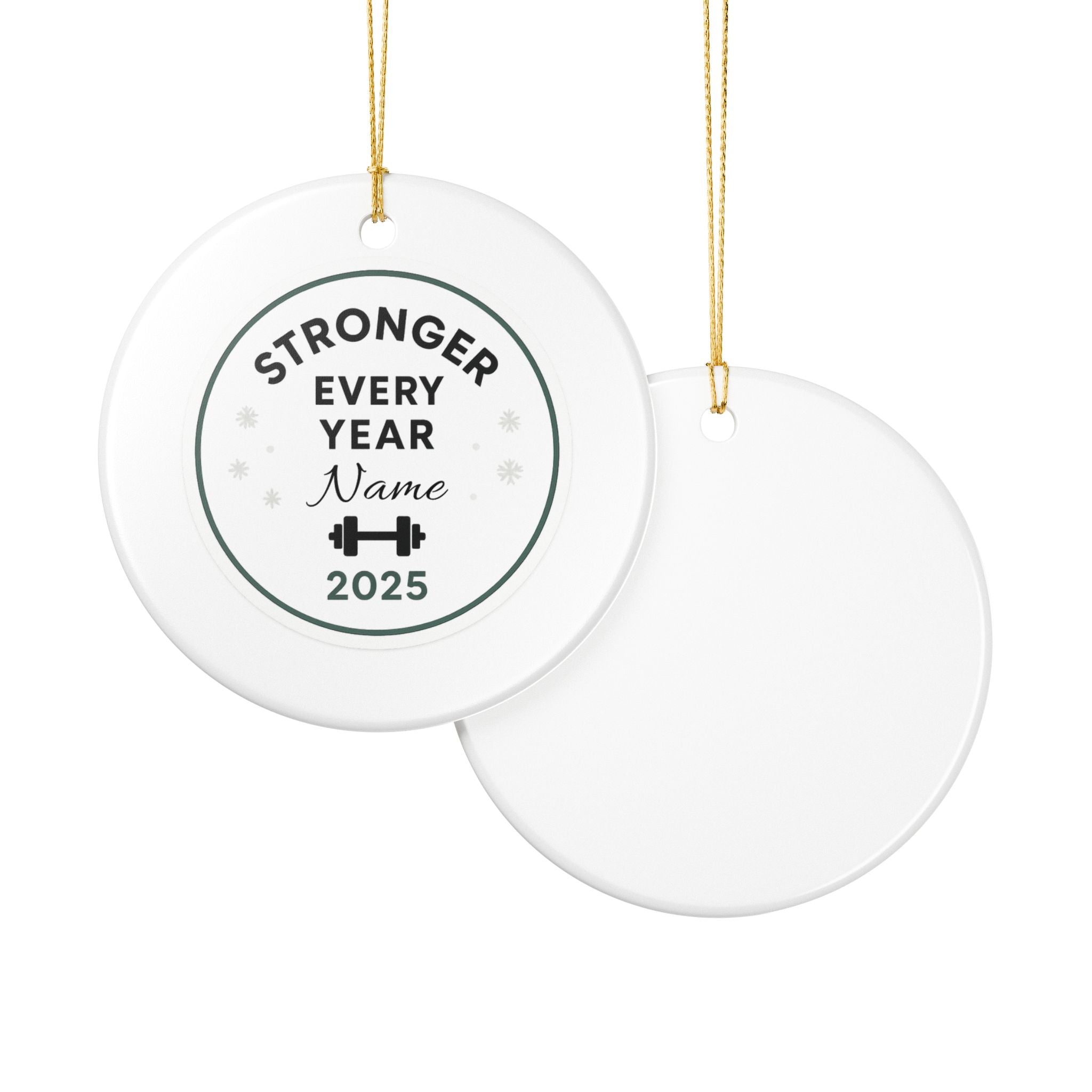 Personalized Fitness Christmas Ornament - "Stronger Every Year" 2025