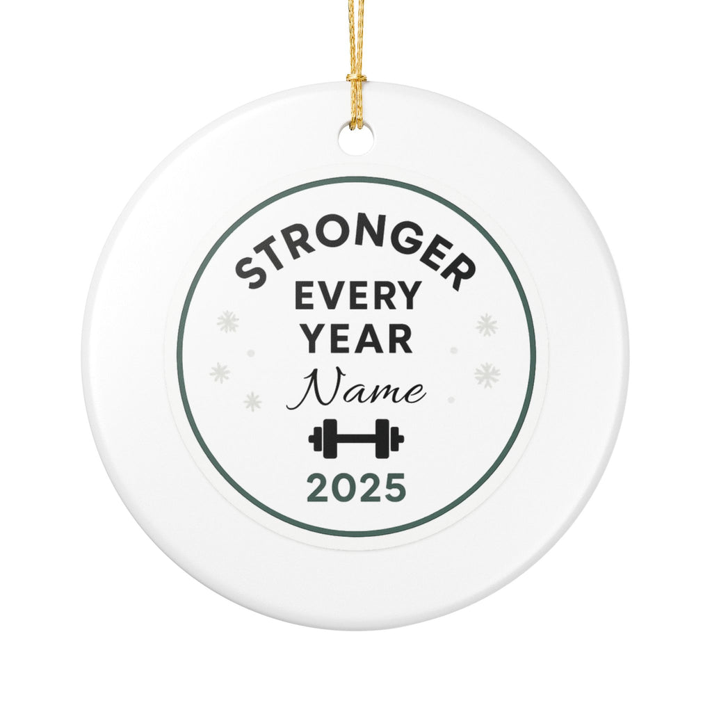 Personalized Fitness Christmas Ornament - "Stronger Every Year" 2025