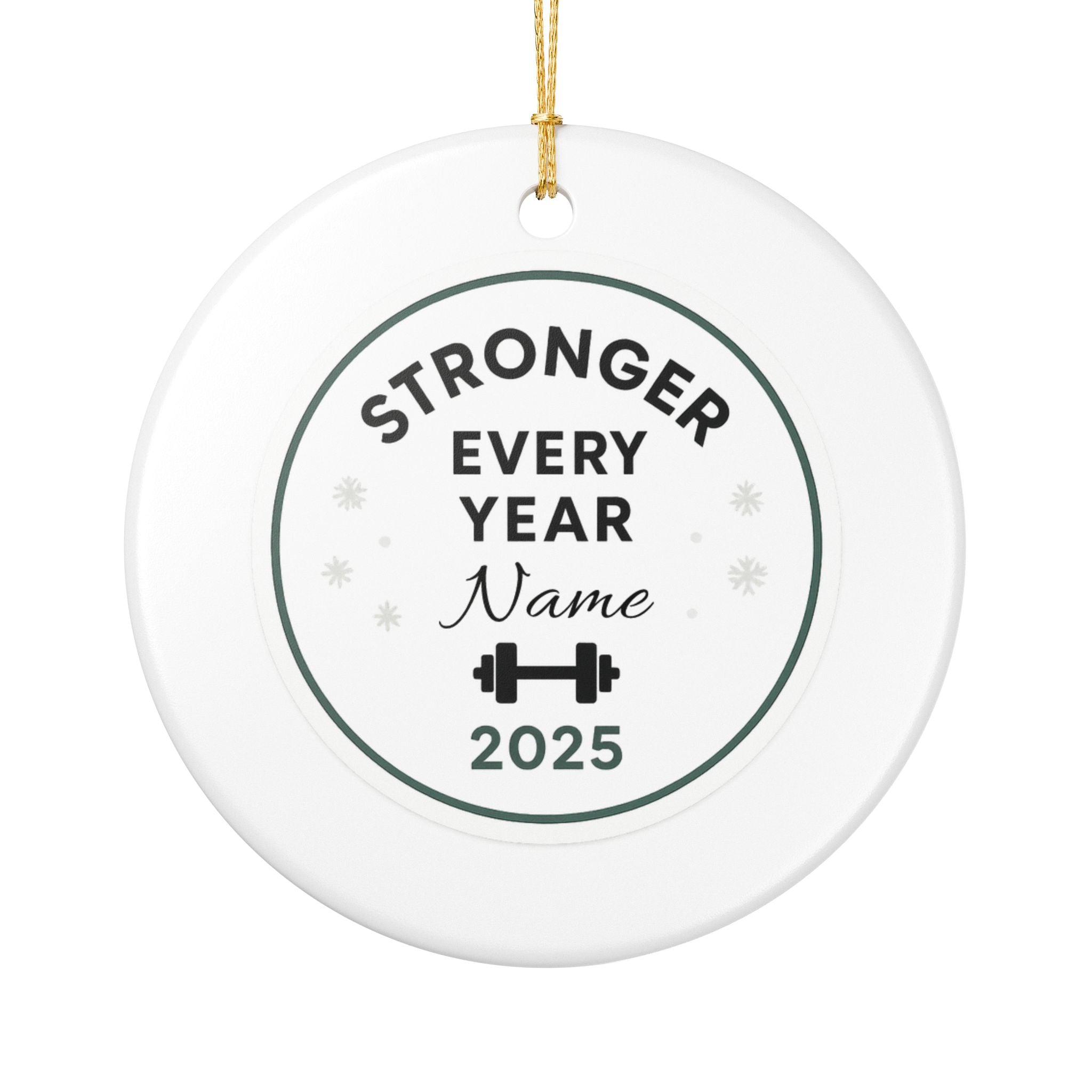 Personalized Fitness Christmas Ornament - "Stronger Every Year" 2025