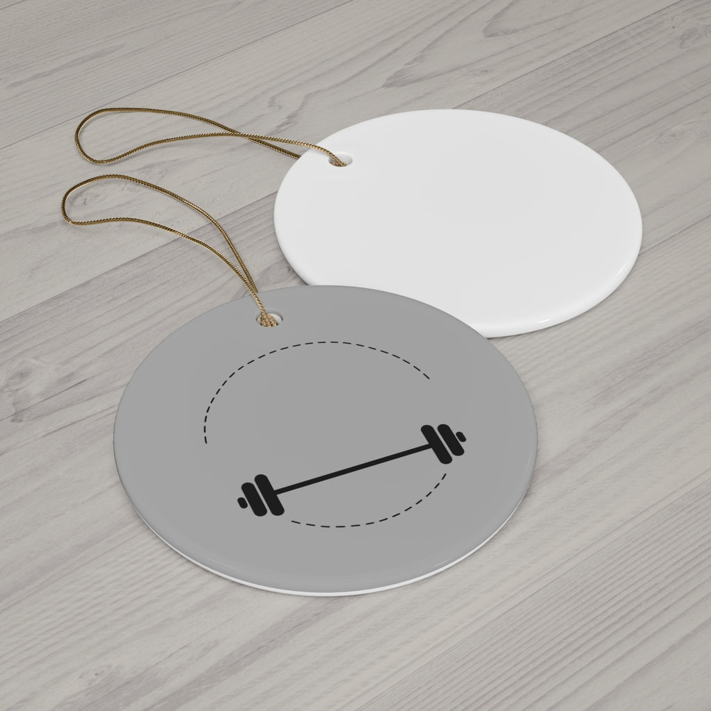 Fitness Barbell Ceramic Ornament - Holiday Gym Decor