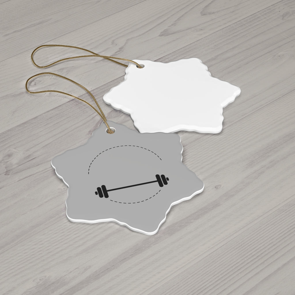 Fitness Barbell Ceramic Ornament - Holiday Gym Decor