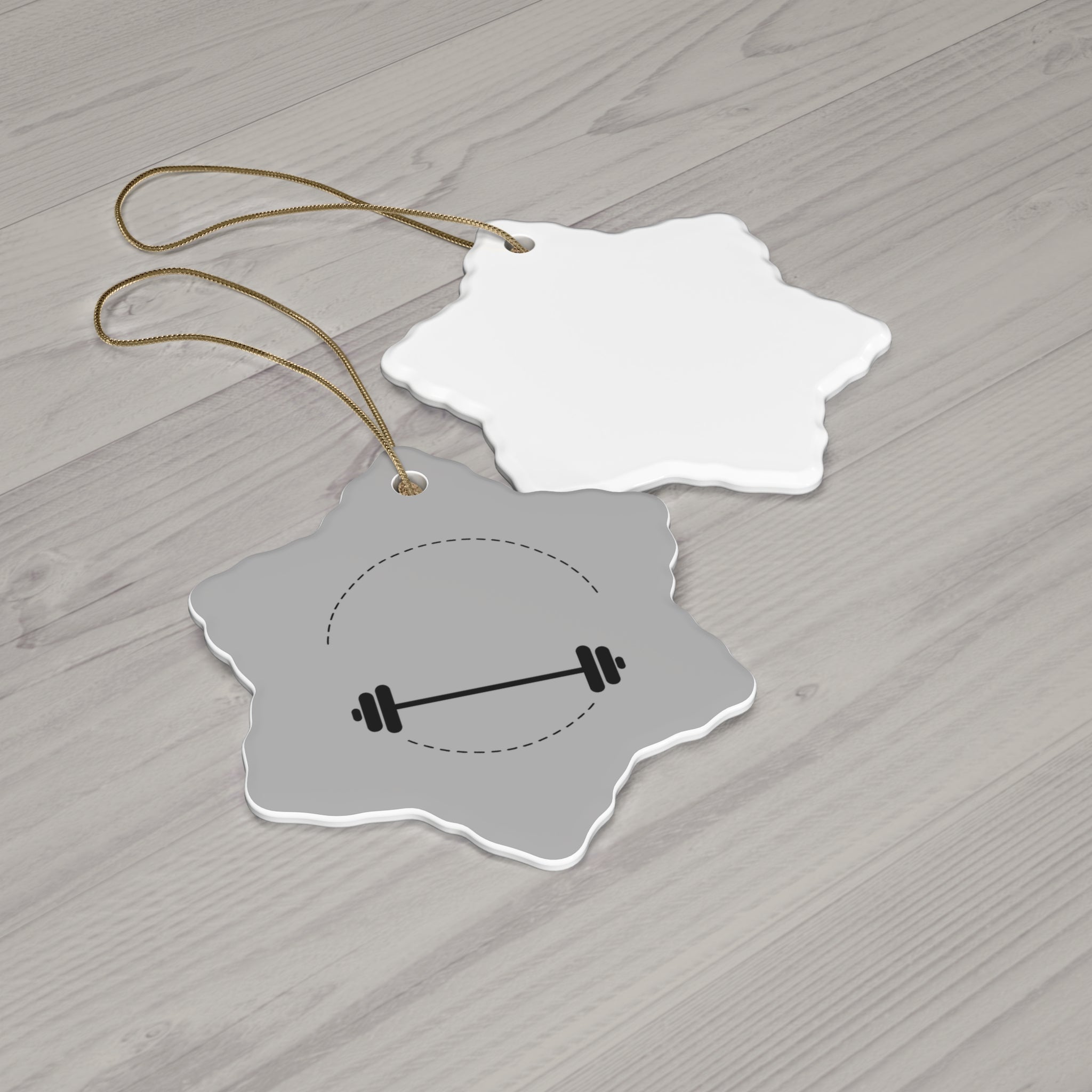 Fitness Barbell Ceramic Ornament - Holiday Gym Decor