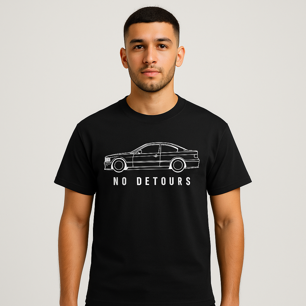 No Detours — Minimalist Sports Coupe Graphic T-Shirt