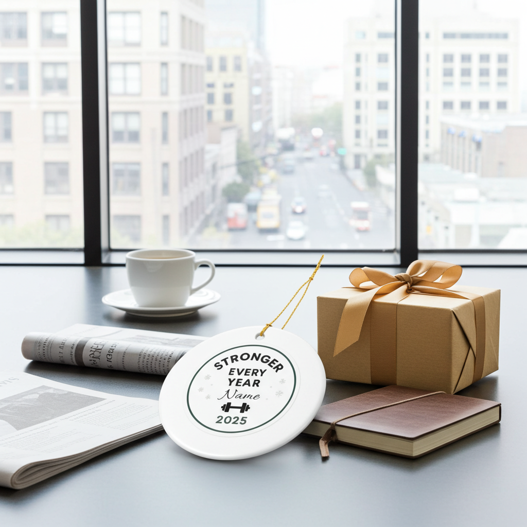 Personalized Fitness Christmas Ornament - "Stronger Every Year" 2025